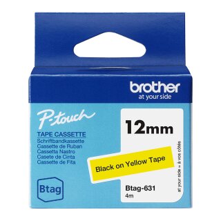 Brother Schriftband Btag-631 (12mm, schwarz auf gelb, nicht laminiert)