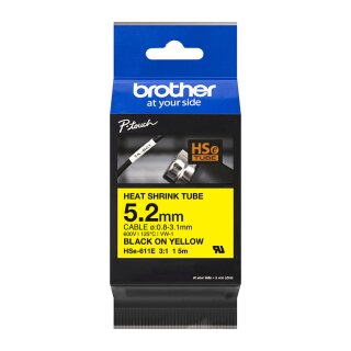 Brother HSe-611E Schrumpfschlauch schwarz auf gelb (5,2 mm)