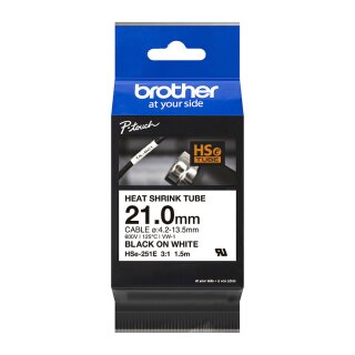 Brother HSe-251E Schrumpfschlauch schwarz auf wei (21 mm)