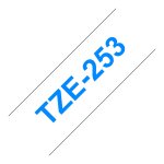 Schriftbandkassette Brother 24mm weiß/blau TZE253