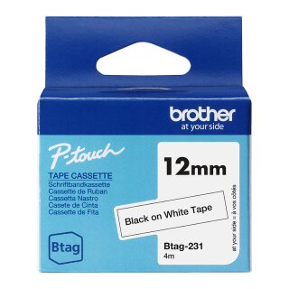 Schriftband Brother 12mmx4m schwarz/weiß BTAG-231