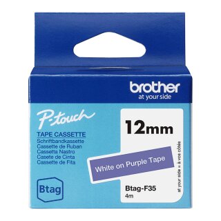 Schriftband Brother 12mmx4m weiß/lila BTAG-F35