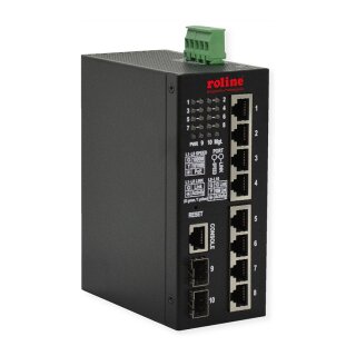 ROLINE Industrial Gigabit Switch, 10 Ports, PoE+, Smart Managed, 240W