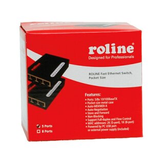 ROLINE Fast Ethernet Switch, Pocket, 5 Ports