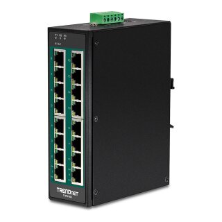TRENDnet TI-PG160 DIN-Rail Switch PoE+ 16-Port Industrial Gigabit