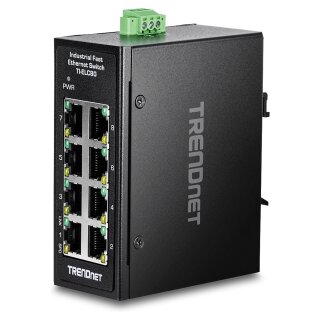TRENDnet TI-ELC80 8-Port Ethernet Mini Switch Industrial DIN-Rail