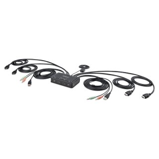 STARTECH.COM 2-Port Dual Monitor HDMI KVM Switch 4K 60Hz KVM mit 1,5m Integrierten Kabeln USB-A/HDMI/Audio HDMI KVM Switch