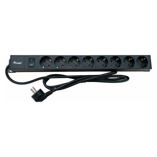 Equip 19" Steckdosenleiste CEE7/7 90°->8xSchuko+Switch Alu.