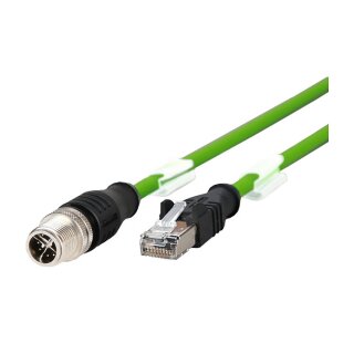 METZ CONNECT Verbindungsleitung M12 ST-RJ45 ST 8-pol X-kodiert gerade-gerade 2m