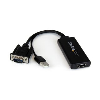 StarTech VGA auf HDMI Adapter mit USB-Audio & -Stromversorgung - Mobiler VGA auf HDMI-Konverter - 1080p