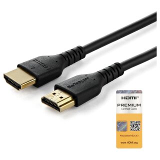 StarTech RHDMM1MP HDMI Kabel (1m, HDMI 2.0, 4k 60Hz, premium High Speed HDMI Kabel mit Ethernet, für Monitore oder TVs)