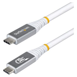 StarTech 1m USB4 Kabel 80Gbps USB-IF-zertifiziertes USB-C Ladekabel 240W 8K 120Hz-4K 240Hz DP2.1monitorkabel Thunderbolt 4 Weiss