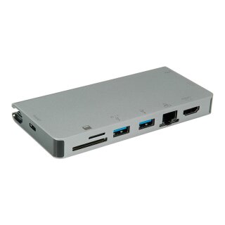 ROLINE USB Typ C Dockingstation, HDMI 4K, VGA, 2x USB 3.2 Gen 1, LAN, PD, Cardreader
