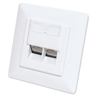 INTELLINET 2-Port Cat6a 10G RJ45-Unterputzdose STP weiß