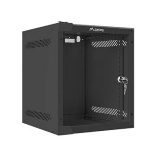 10" 6U 280x310 Wandgehäuse Glastür (FlatPack) sw