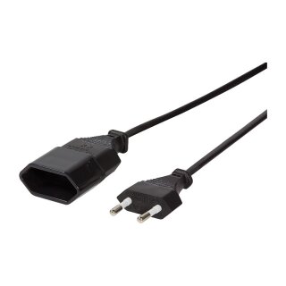 Logilink Netzkabel Euro CEE 7/16 Stecker zu Dose, 1m schwarz