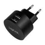 Logilink USB Steckdosenadapter 2port,10.5W,Fast Charging,sch