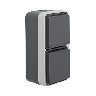 Berker 47703525 FR-2fach Schuko Steckdose senkrecht mit Klappdeckel W.1 grau