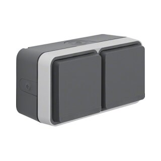 Berker 47753525 FR-Doppelsteckdose mit 4 Leitungseinführungen AP W.1 grau