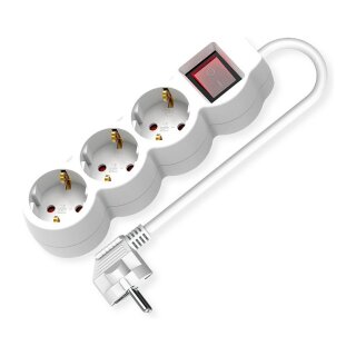 VALUE 3-fach Steckdosenleiste mit Schalter, runde Dosen, wei, 3 m