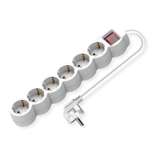 VALUE 6-fach Steckdosenleiste mit Schalter, runde Dosen, wei, 3 m