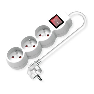 VALUE 3-fach Steckdosenleiste UTE mit Schalter, runde Dosen, wei, 3 m