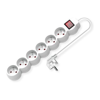 VALUE 6-fach Steckdosenleiste UTE mit Schalter, runde Dosen, wei, 3 m
