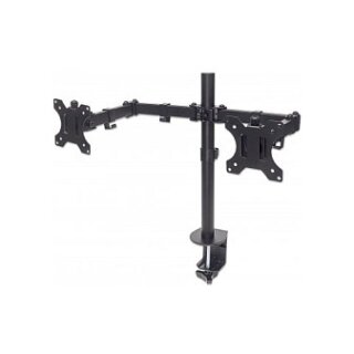 MANHATTAN Tischhalterung mit Monitorarm fuer zwei Displays von 33,02-81,28cm 13-32Zoll und bis 8kg zweifach schwenkbar schwarz