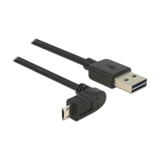 Kabel EASY-USB 2.0 Typ-A Stecker > EASY-USB 2.0 Typ Micro-B Stecker gewinkelt oben / unten 3 m schwarz