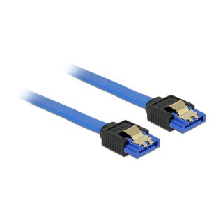 Kabel SATA 6 Gb/s Buchse gerade > SATA Buchse gerade 20 cm blau mit Goldclips