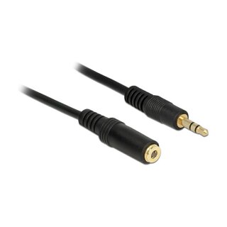 Klinkenverlängerungskabel 3,5 mm 3 Pin Stecker > Buchse 0,5 m schwarz