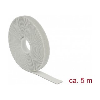 Klettband auf Rolle L 5 m x B 13 mm grau