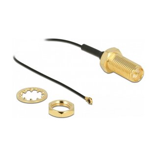 Antennenkabel RP-SMA Buchse zum Einbau zu I-PEX Inc., MHF® 4 Stecker 0.81, 35 cm Gewindelänge 10 mm