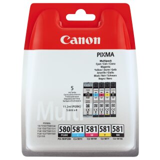 Canon Tinte PGI-580/CLI-581 2078C005 5er Multipack (PGBK/BKMCY) bis zu 400 Seiten gemäß ISO/IEC 24711 & ISO/IEC 29102