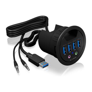 HUB Tisch-Hub 4x USB 3.0 Type-A mit Audio Ein-/Ausgang ICY BOX