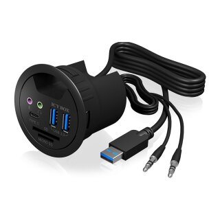 HUB Tisch-Hub mit 2 Kartenlesern. Audio Ein-/Ausgang. Ladefunktion und LED ICY BOX