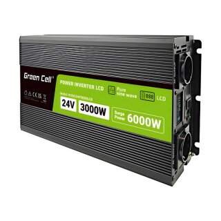 Green Cell KFZ Spannungswandler Power Inverter 24V > 230V 3000W/6000W Display