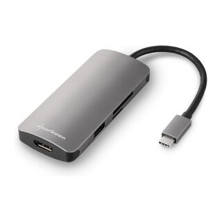 Sharkoon USB 3.0 Type C Multiport Adapter (dunkelgrau. USB-C. HDMI. MicroSD. SD)