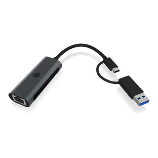 Adapter IcyBox USB3.2 Gen1 Type-A, Type-C 2.5GB Ethernet LAN retail