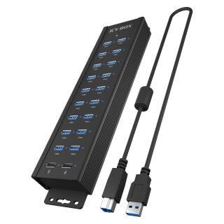 18+2 Port USB IcyBox 18x USB-A Daten Port