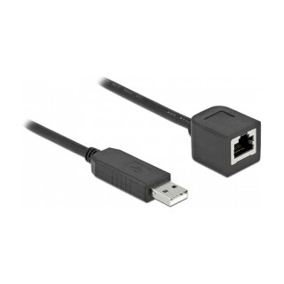 Delock Serielles Anschlusskabel mit FTDI Chipsatz, USB 2.0 Typ-A Stecker zu RS-232 RJ45 Buchse 50 cm schwarz