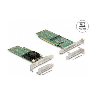 PCI Express x16 Karte zu 4 x intern NVMe M.2 Key M - Low Profile Formfaktor