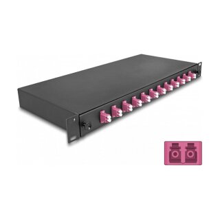 19? LWL Spleißbox 12 x LC Duplex OM4 1HE komplett bestückt