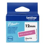 Schriftband Brother 12mmx4m weiß/pink BTAG-P35