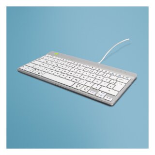 R-Go Compact Break ergonomische Tastatur QWERTZ (DE), verkabelt, weiß