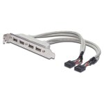 DIGITUS USB Slotblechkabel, 4x Typ A-2x10pin IDC Bu/Bu 0.25m