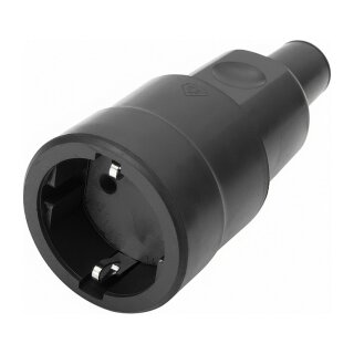 BACHMANN Vollgummikupplung CEE7/3 Vollgmmi IP44 VDE, Knickschutz montierbar, schwarz