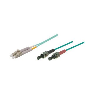 Patchkabel LWL Duplex OM3 (Multimode, 50/125) LC/ST, LSZH, austauschbare Polarität, 3m, Good Connections®