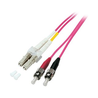 Patchkabel LWL Duplex OM4 (Multimode, 50/125) LC/ST, LSZH, austauschbare Polarität, 3m, Good Connections®