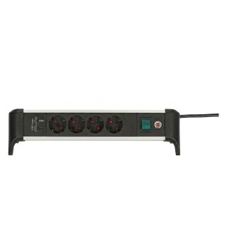 Brennenstuhl Steckdosenleiste ALU-Office-Line 4fach 1.8m USB